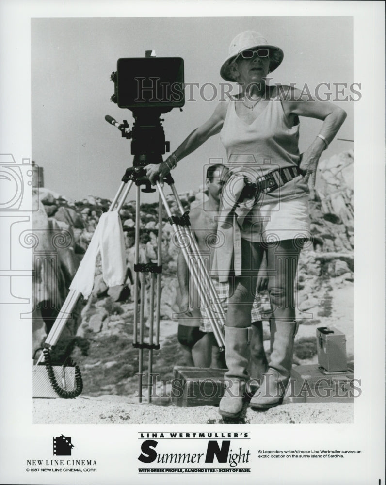 1987 Press Photo writer/director Lina Wertmuller on location for &quot;Summer Night&quot; - Historic Images