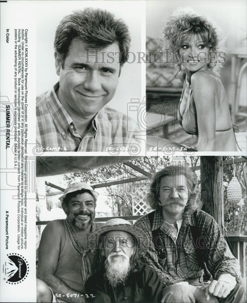1985 Press Photo John Larroquette, Lois Hamilton, S. Morales "Summer Rental" - Historic Images