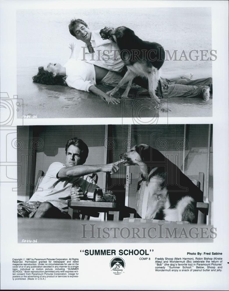 1987 Press Photo Mark Harmon, Kirstie Alley, Bo "Summer School" - Historic Images