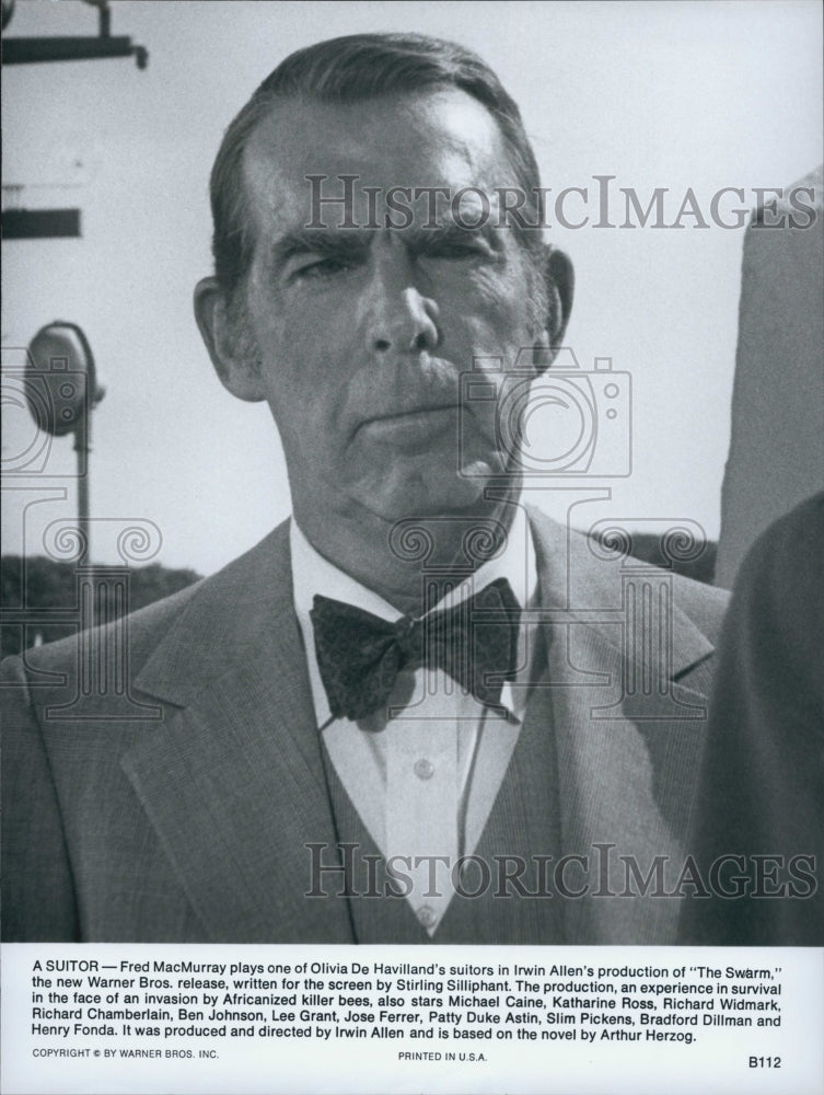 1978 Press Photo Fred McMurray in "The Swarm" - Historic Images