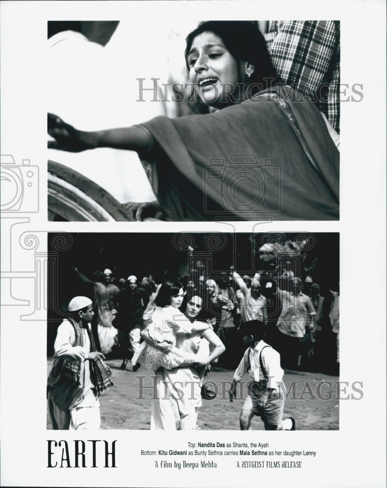 Press Photo Actors Nandita Das, Kitu Gidwani And Maia Sethna In Film &quot;Earth&quot; - Historic Images