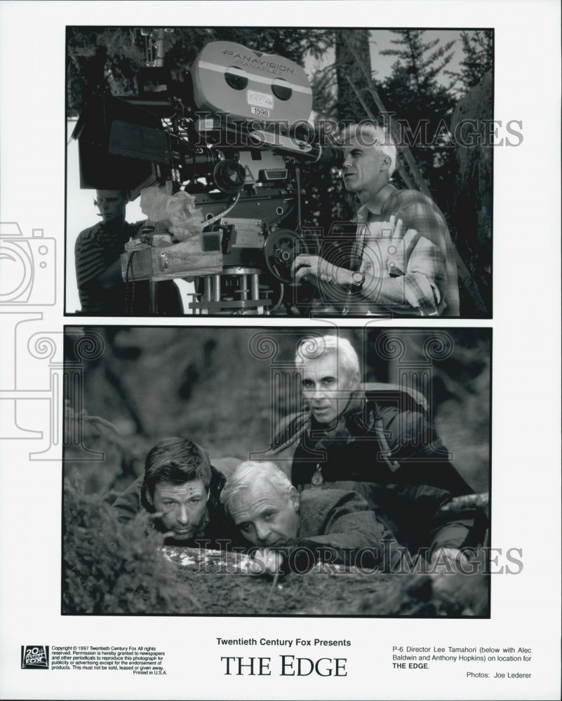 1997 Press Photo Director Lee Tamahori, Alec Baldwin, A. Hopkins "The Edge" - Historic Images