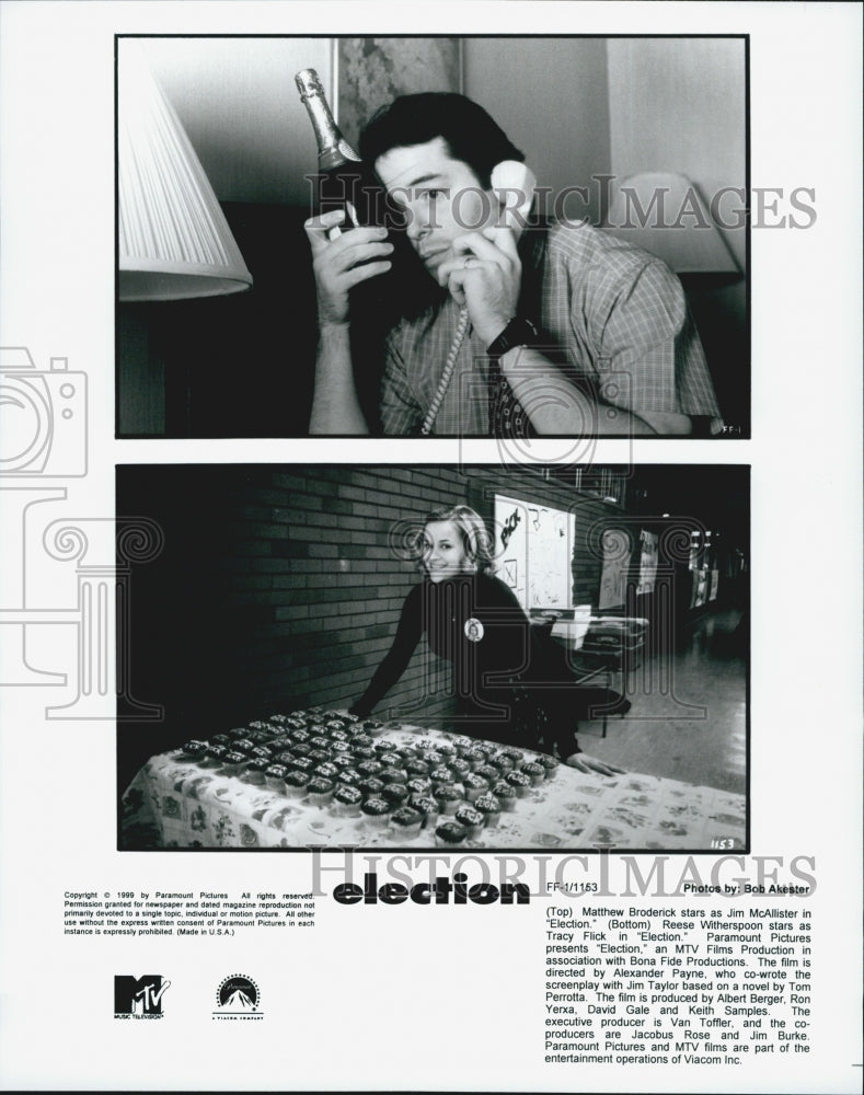 1999 Press Photo Matthew Broderick, Reese Witherspoon "Election" - DFPG15391 - Historic Images