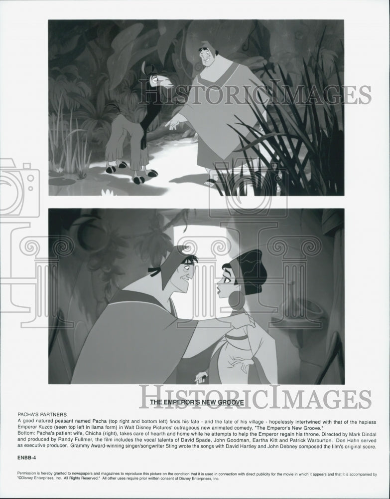 Press Photo Pacha Emperor Kuzco Chicha Characters "The Emperor's New Groove" - Historic Images