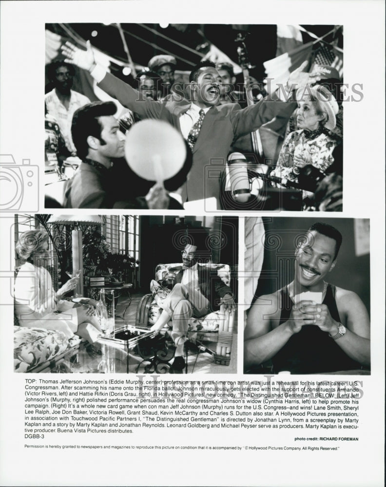 Press Photo Eddie Murphy Doris Grau and Harris in "The Distinguished Gentleman" - Historic Images