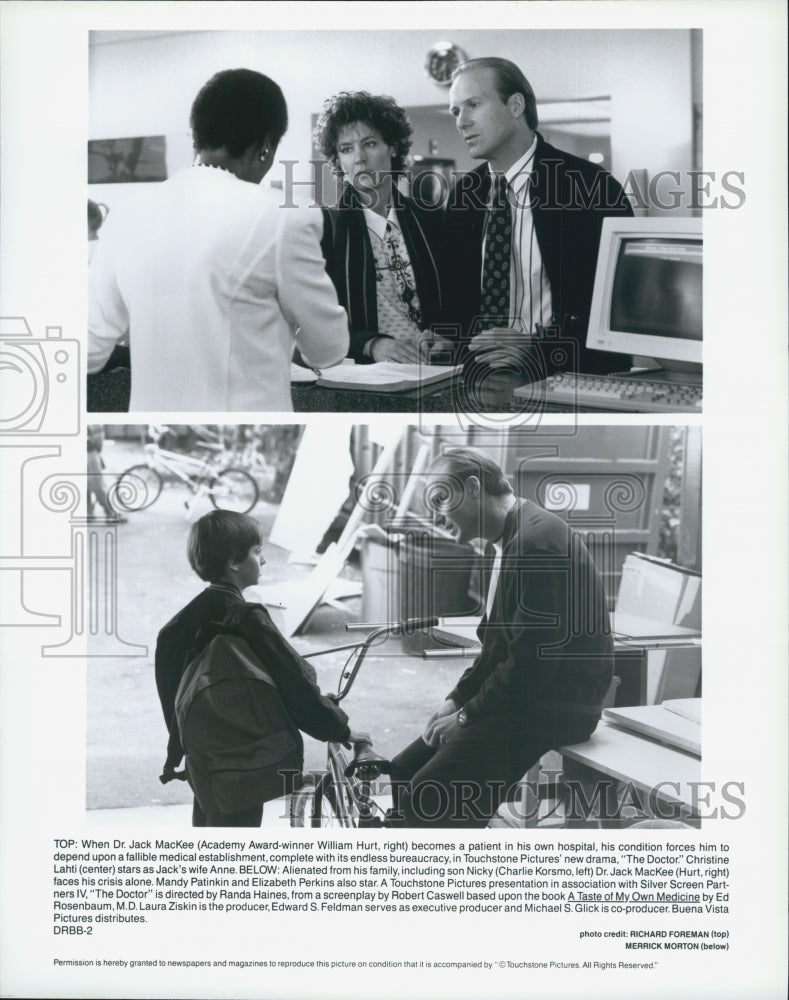 Press Photo William Hurt Charlie Korsmo  and Christine Lahti in "The Doctor" - Historic Images