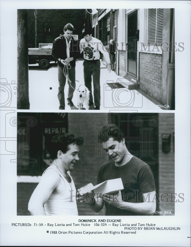 1988 Press Photo Actor Ray Liotta, Tom Hulce in "Dominick and Eugene" Film - Historic Images
