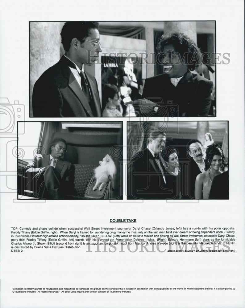 2001 Press Photo Actor Orlando Jones, Eddie Griffin in &quot;Double Take&quot; Film - Historic Images