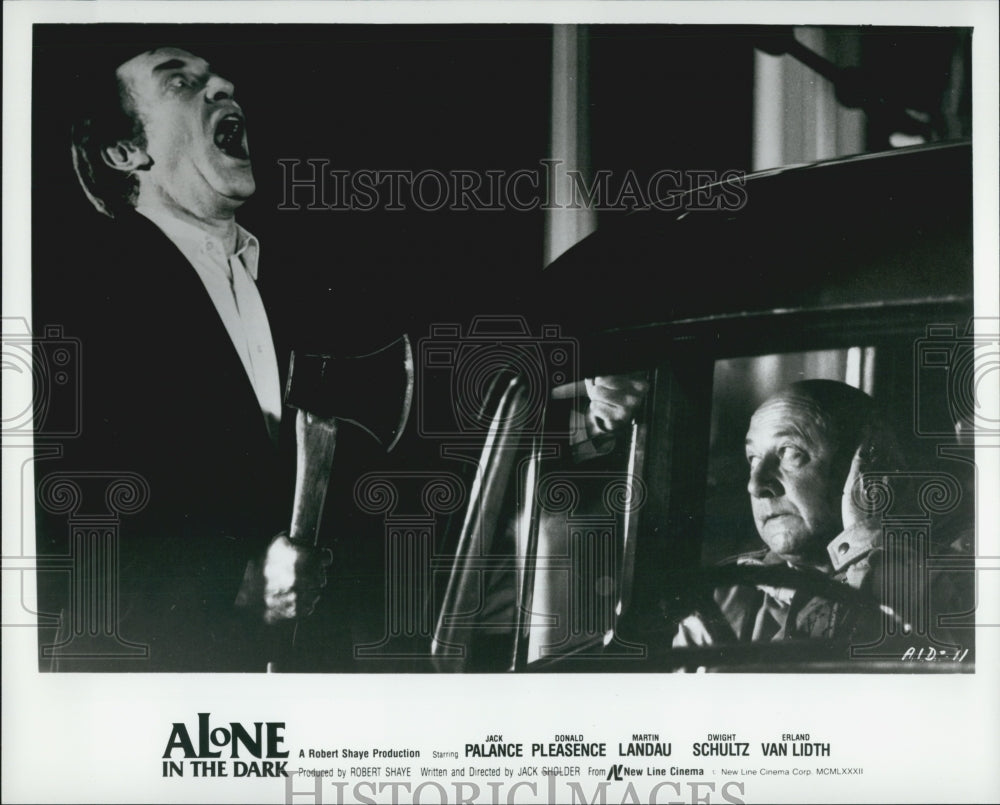 1982 Press Photo Actor Dwight Schultz, Jack Palance "Alone in the Dark" Film - Historic Images