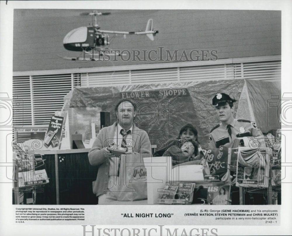 1981 Press Photo &quot;All Night Long&quot; Actor Gene Hackman Diane Ladd WIlliam Daniels - Historic Images