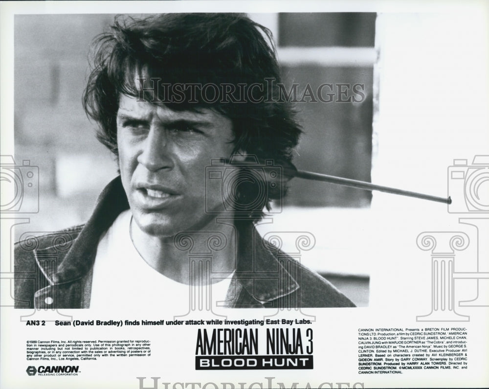 1989 Press Photo Actor David Bradley Starring In &quot;American Ninja 3: Blood Hunt&quot; - Historic Images