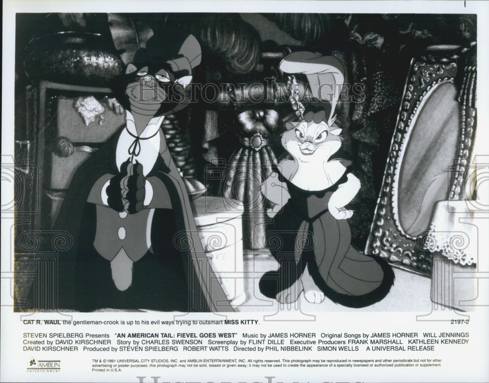 1991 Press Photo &quot;An American Tail&quot; Fievel Goes West&quot; Animation - Historic Images