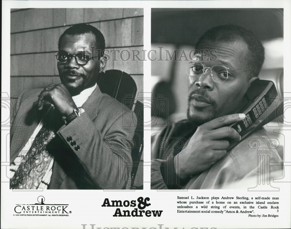 1993 Press Photo Actor Samuel L. Jackson in "Amos & Andrew" Film - Historic Images
