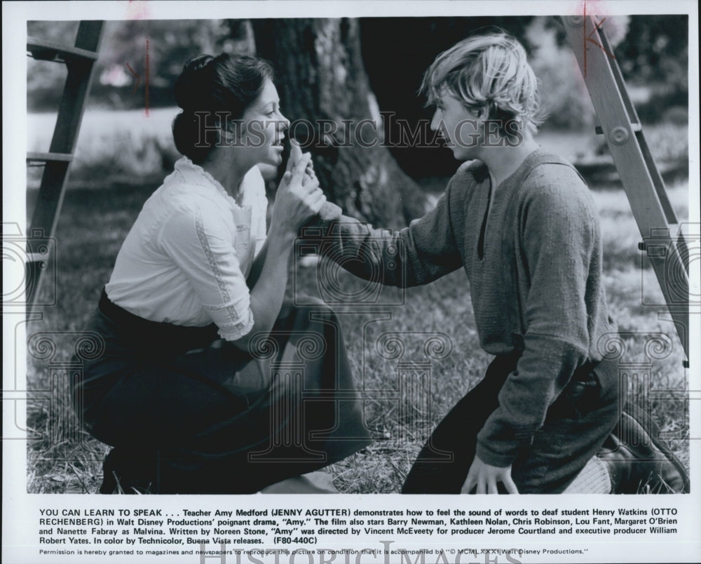 1981 Press Photo Actors Jenny Agutter And Otto Rechenberg In Disney Film &quot;Amy&quot; - Historic Images