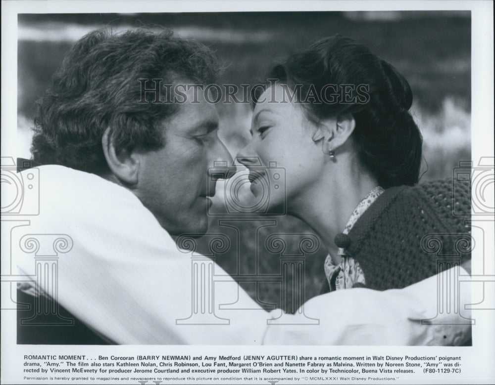 1981 Press Photo Actors Barry Newman And Jenny Agutter In Disney Film &quot;Amy&quot; - Historic Images