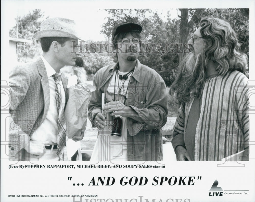 1994 Press Photo Stephen Rappaport, Michael Riley, Soupy Sales, "And God Spoke" - Historic Images