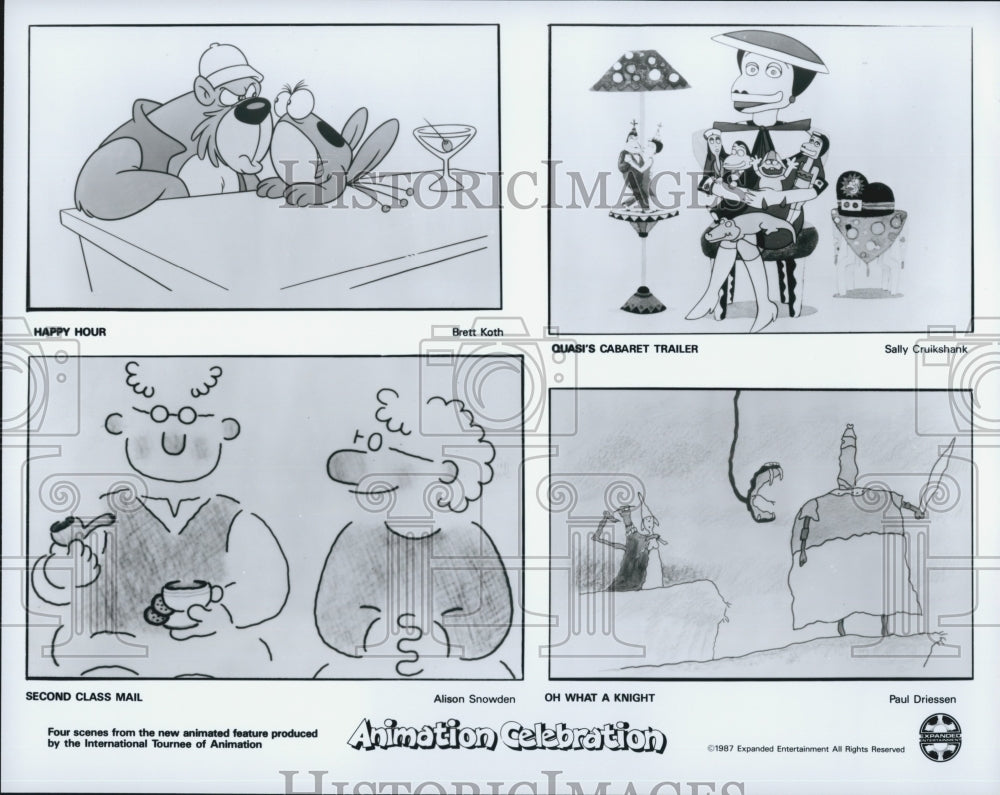 1987 Press Photo Koth, Cruikshank, Snowden & Driessen In "Animation Celebration" - Historic Images