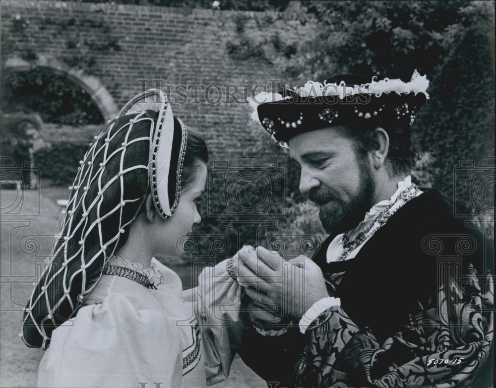 1969 Press Photo Richard Burton, Genevieve Bujold &quot;Anne of The Thousand Days&quot; - Historic Images