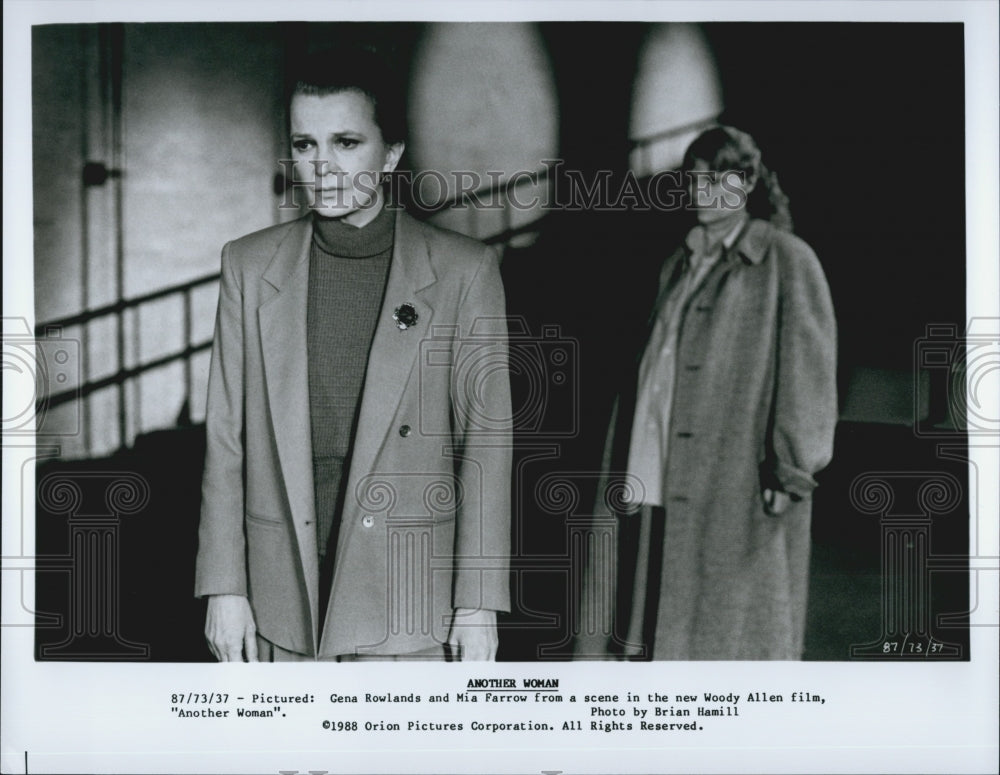 1988 Press Photo Gena Rowlands, Mia Farrow &quot;Another Woman&quot; - Historic Images