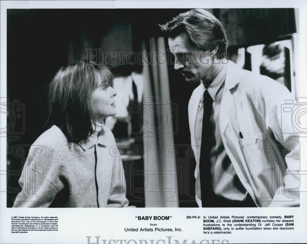 1987 Press Photo Diane Keaton, Sam Shepard "Baby Boom" - Historic Images