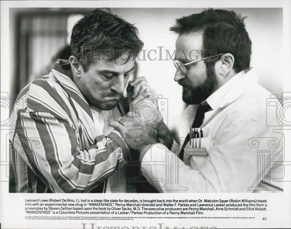 1990 Press Photo Robert De Niro, Robin Williams "Awakenings" - Historic Images