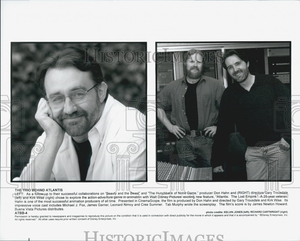 2001 Press Photo "Atlantis The Lost Empire" producer Don Hahn & Gary Trousdale - Historic Images