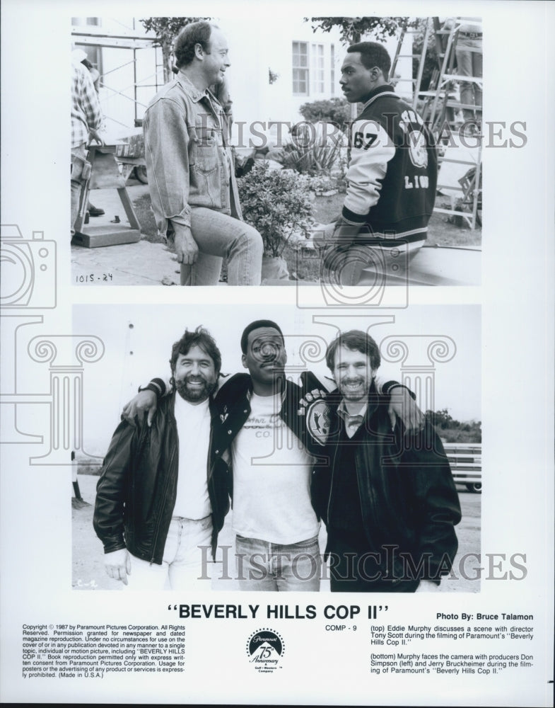 1987 Press Photo Eddie Murphy & Directors in "Beverly Hills Cop 2" - Historic Images