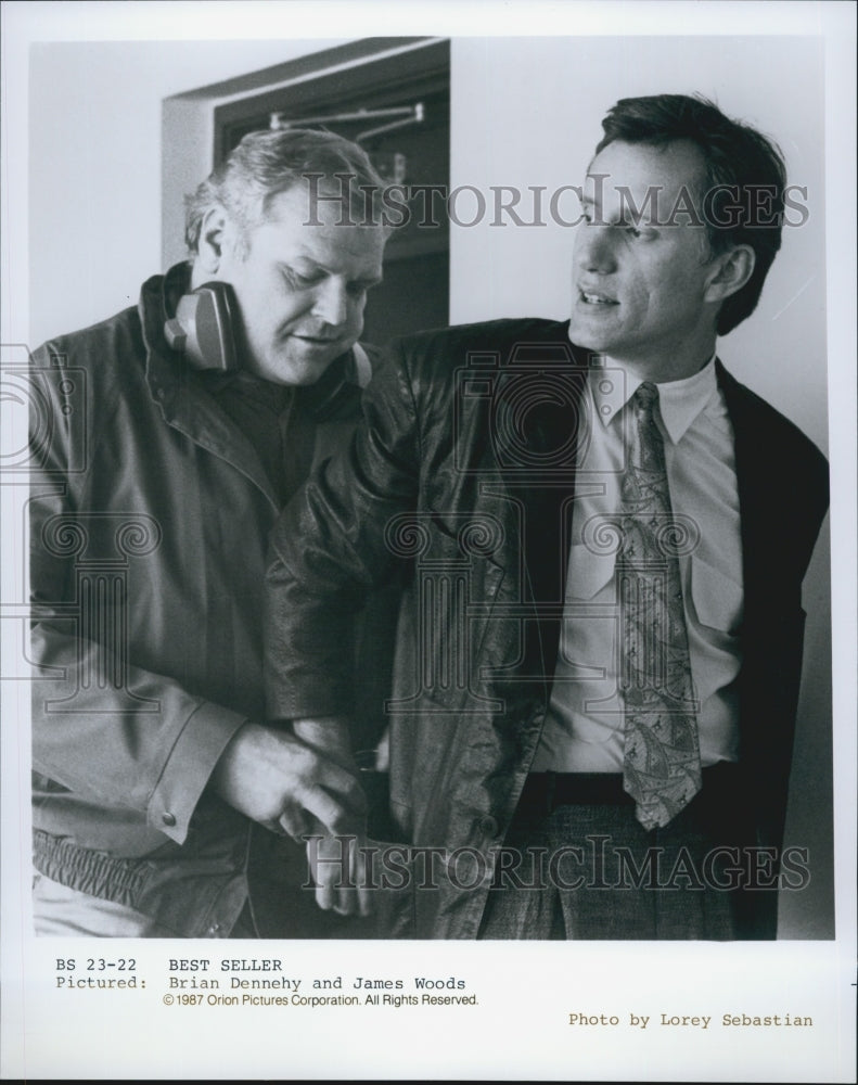 1987 Press Photo Brian Dennehy and James Woods in &quot;Best Seller&quot; - Historic Images