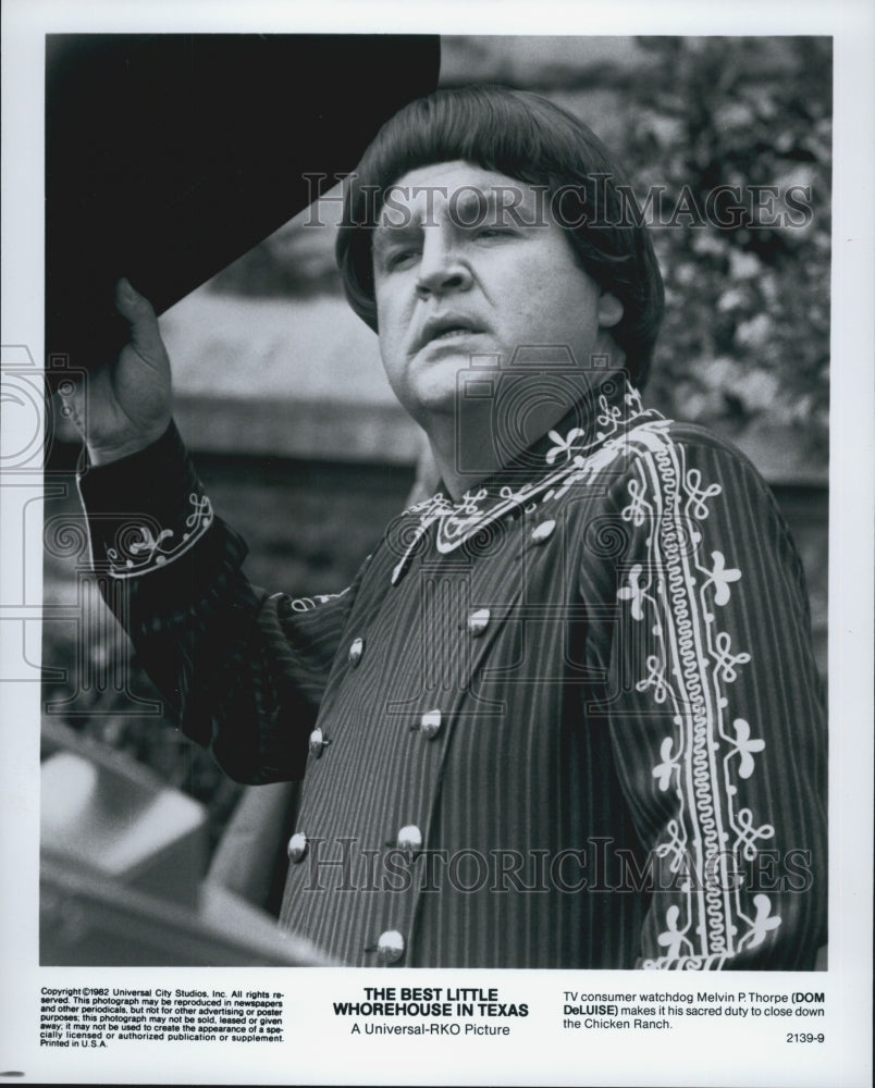 1982 Press Photo Dom DeLuise in "The Best Little Whorehouse in Texas" - Historic Images