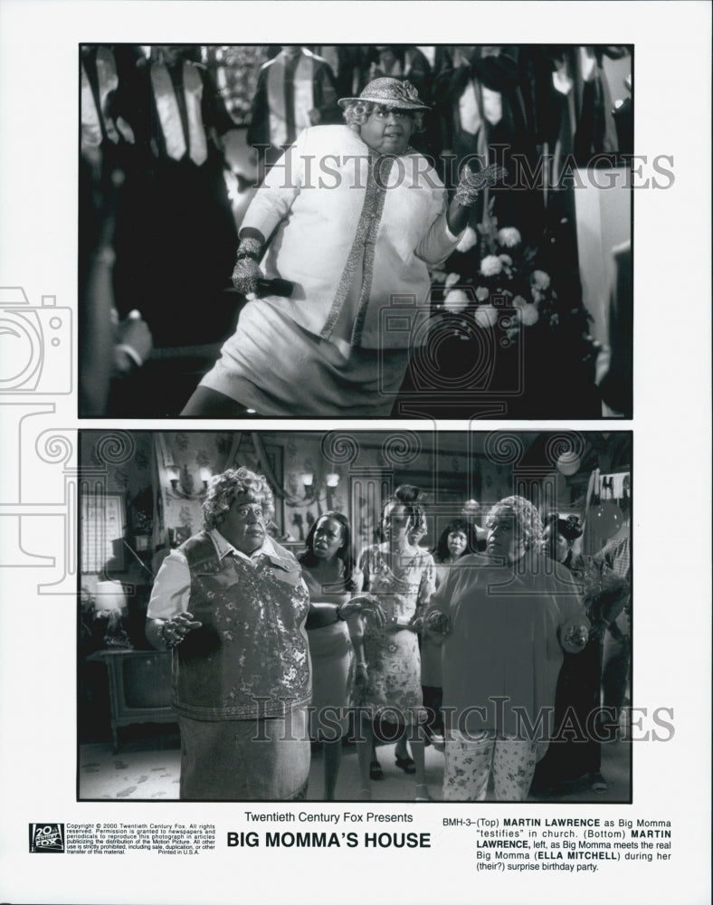 2000 Press Photo Actors Martin Lawrence And Ella Mitchell In "Big Momma's House" - Historic Images