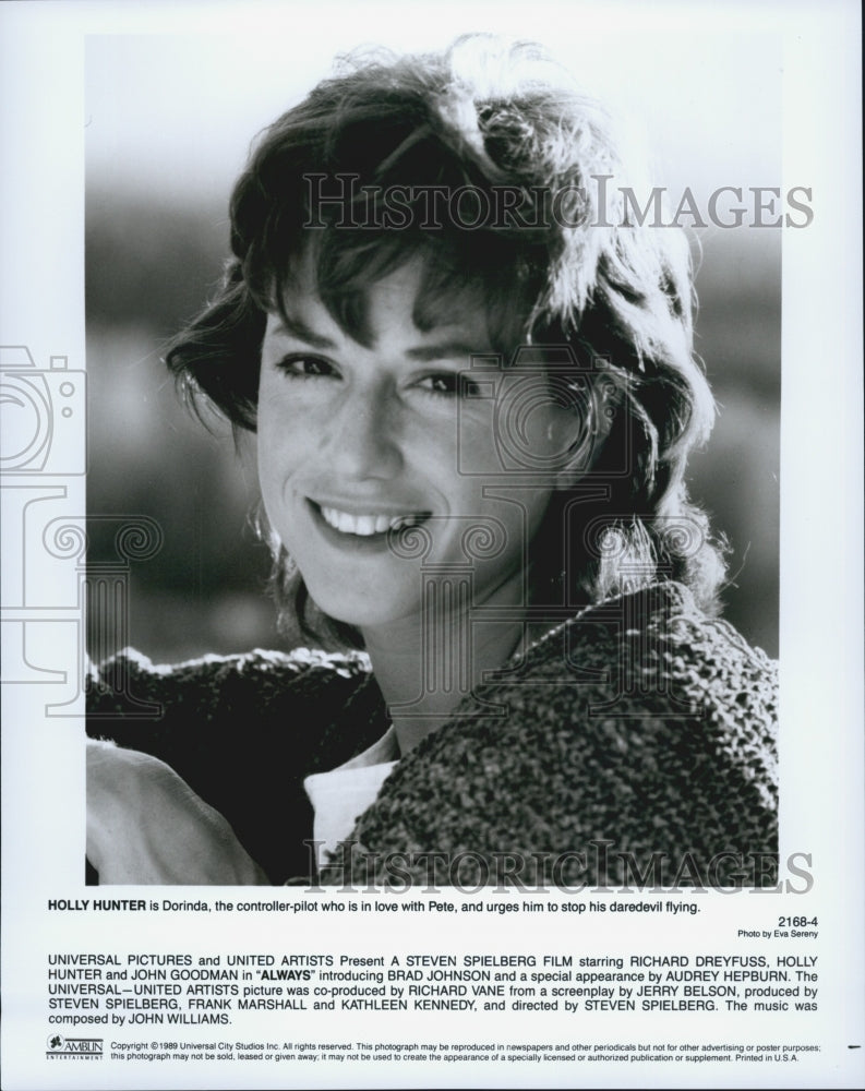 1989 Press Photo Holly Hunter stars in "Always" - Historic Images