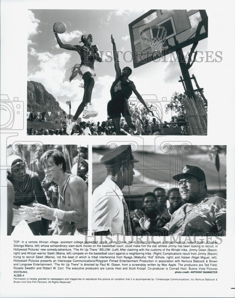 1994 Press Photo &quot;The Air Up There&quot; Kevin Bacon,CG Manis,M&quot;Kid&quot; Sithole - Historic Images