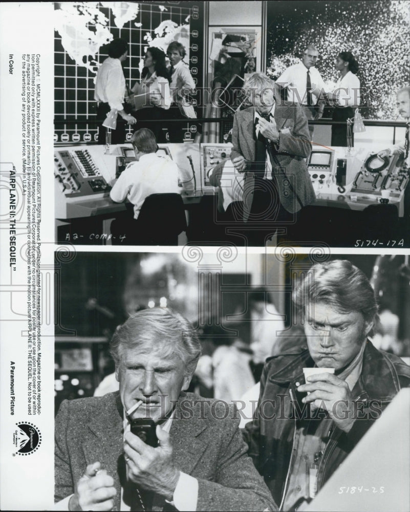 1982 Press Photo "Airplane II:The Sequel" Lloyd Bridges,Chuck Connors - Historic Images
