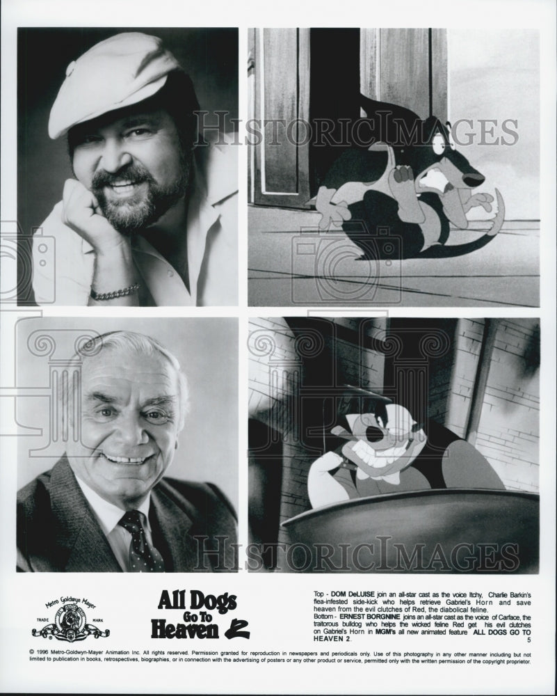 1995 Press Photo &quot;All Dogs Go to Heaven&quot;Dom Deluise, Ernest Borgnine voice overs - Historic Images