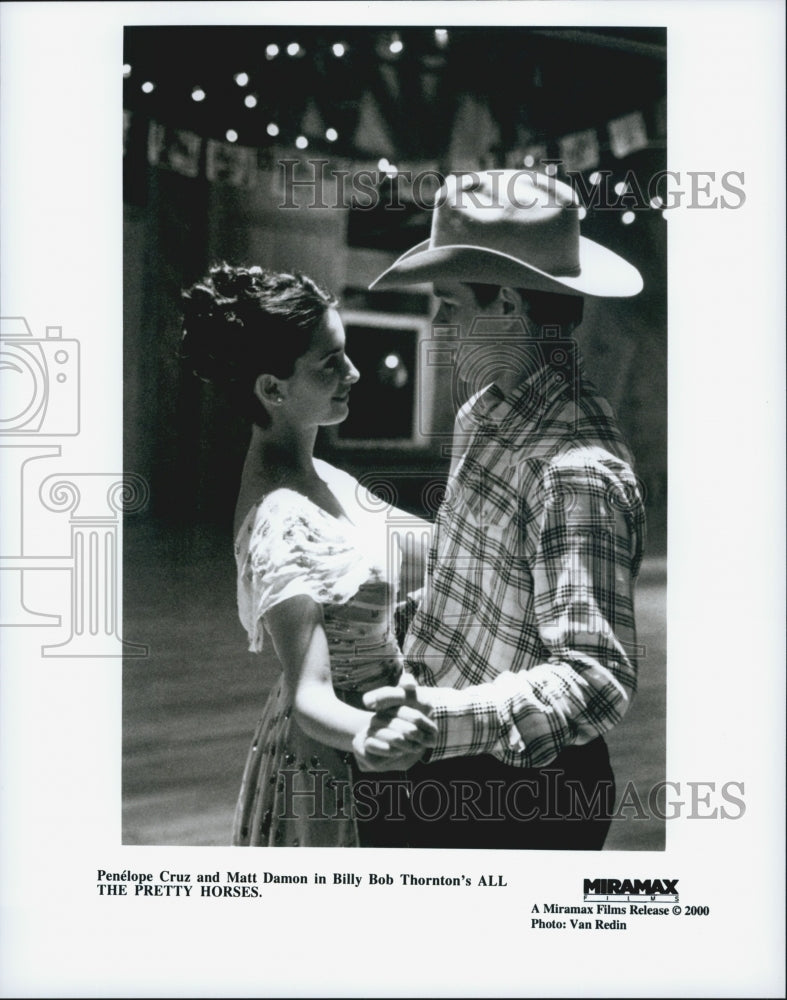 2000 Press Photo Actors Penelope Cruz Matt Damon In "All The Pretty Horses" - Historic Images