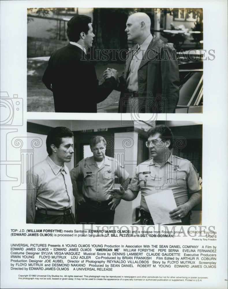 1992 Press Photo  &quot;American Me&quot; Edward James Olmos,W Forsythe,B Fetzer, T Gorman - Historic Images