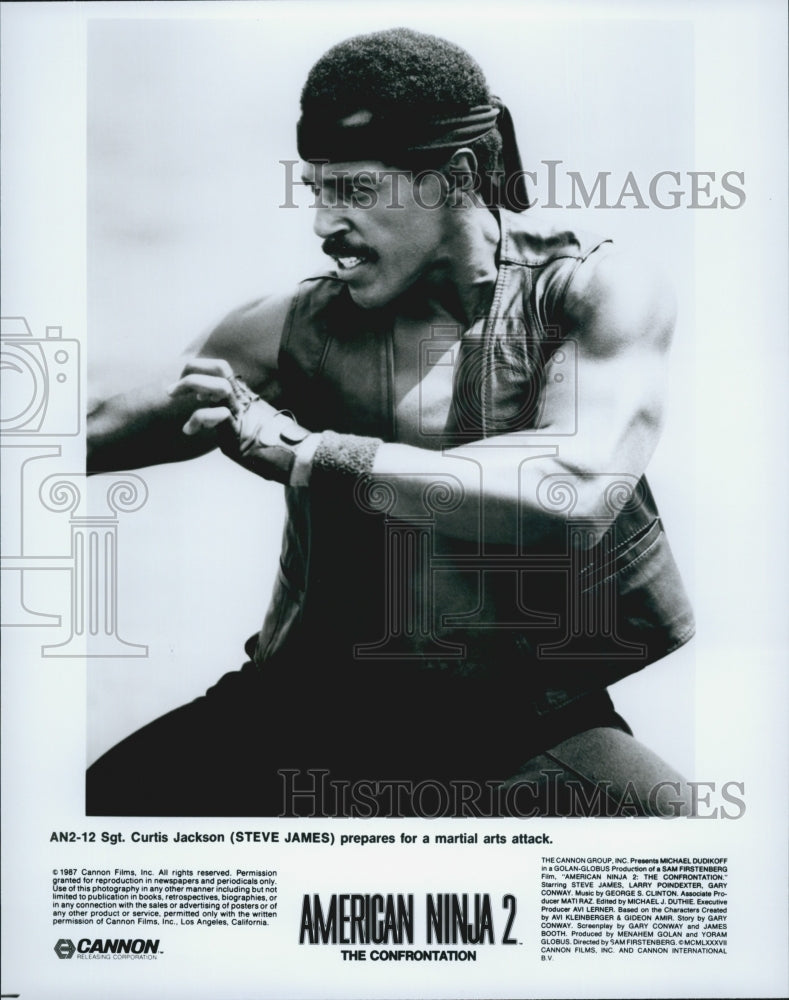 1987 Press Photo Steve James In "American Ninja 2:  The Confrontation" - Historic Images