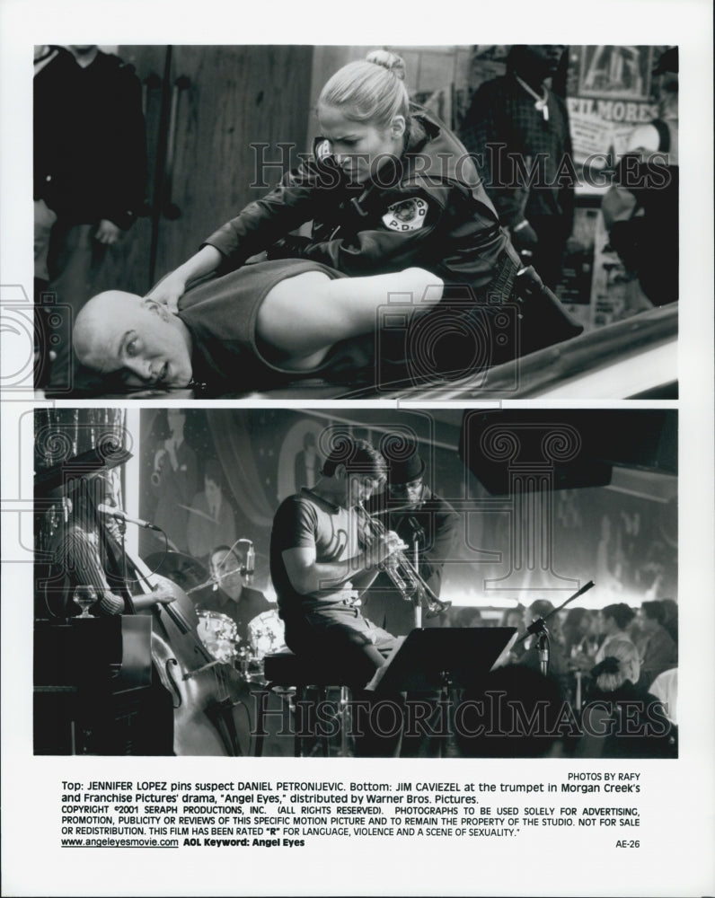 2001 Press Photo  "Angel Eyes" Jennifer Lopez,D Petronuevic, Jim Caviezel - Historic Images