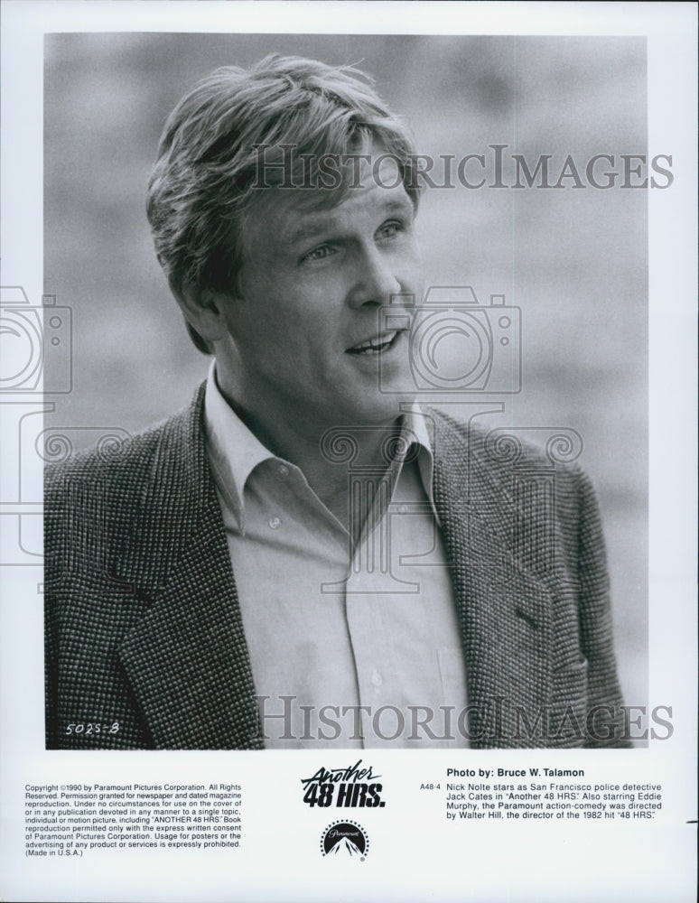 1990 Press Photo Actor Nick Nolte in "Another 48 Hrs." Film - Historic Images