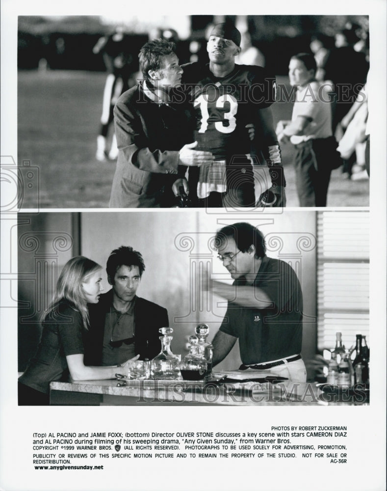 1999 Press Photo Al Pacino, Jamie Foxx, Cameron Diaz in "Any Given Sunday" - Historic Images