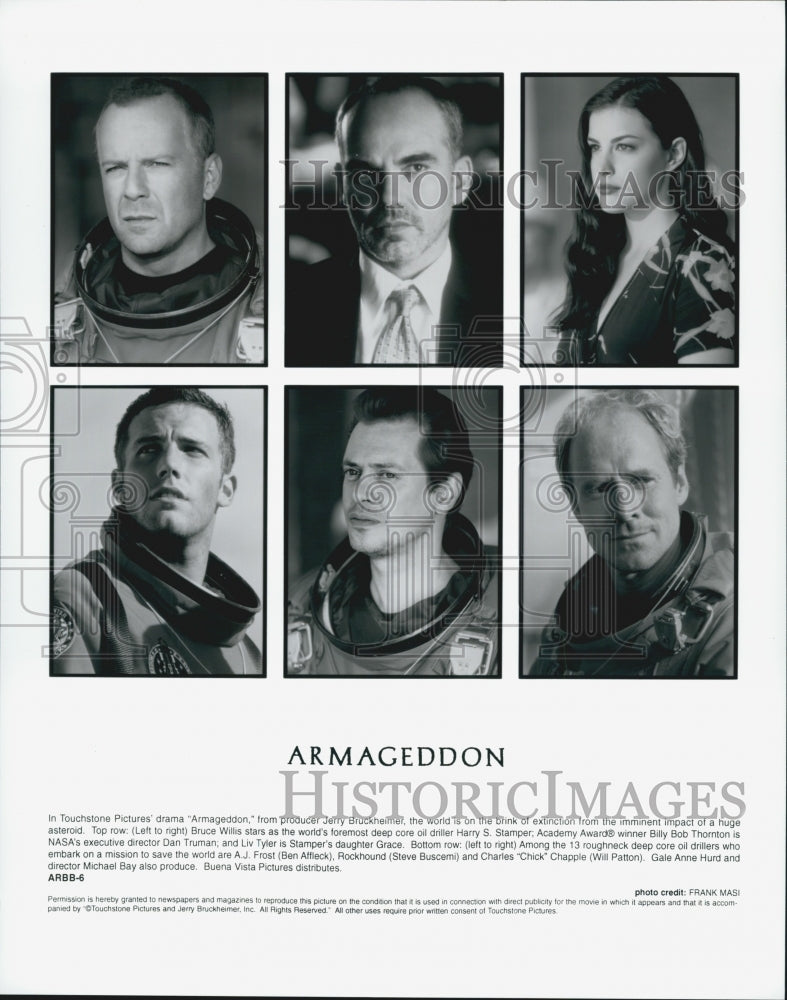 1998 Press Photo "Armageddon" S Buscemi,W Patton,Bruce Willis,M Duncan,B Affleck - Historic Images
