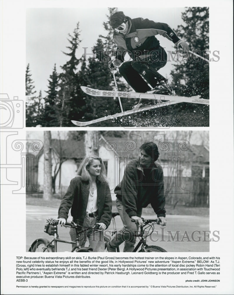1994 Press Photo Paul Gross, Peter Berg, Teri Polo Star In Film &quot;Aspen Extreme&quot; - Historic Images