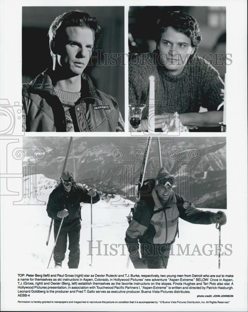 1993 Press Photo Actor Peter Berg, Paul Gross in "Aspen Extreme" Film - Historic Images