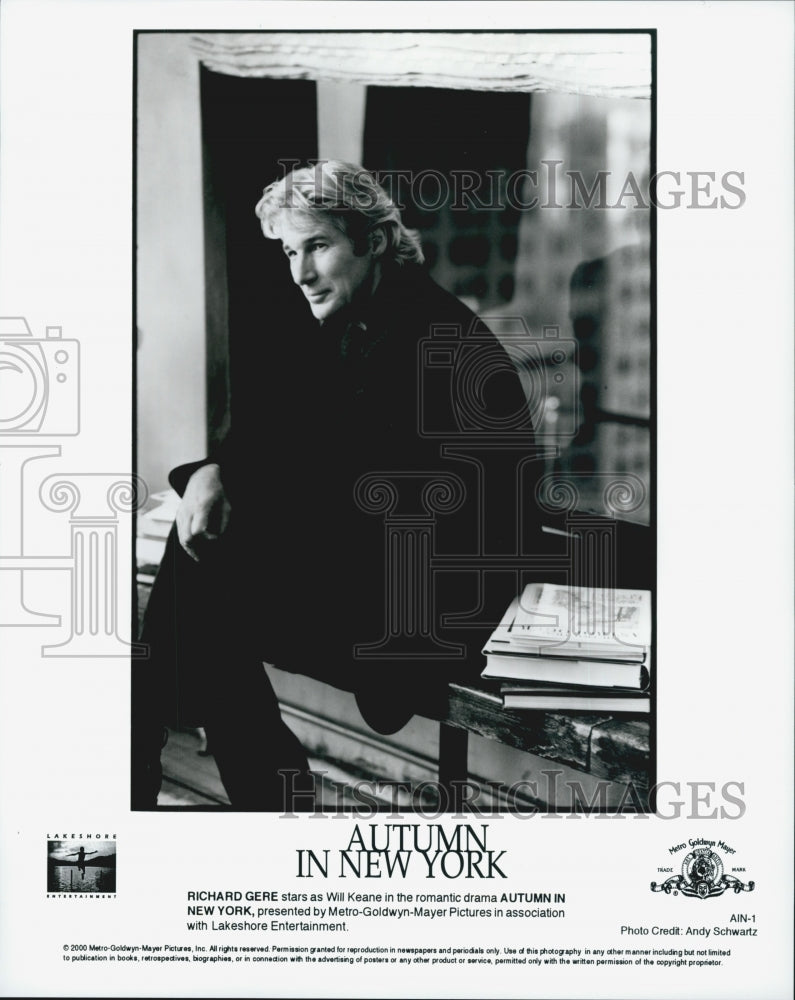 2000 Press Photo Actor Richard Gere in &quot;Autumn in New York&quot; Film - Historic Images