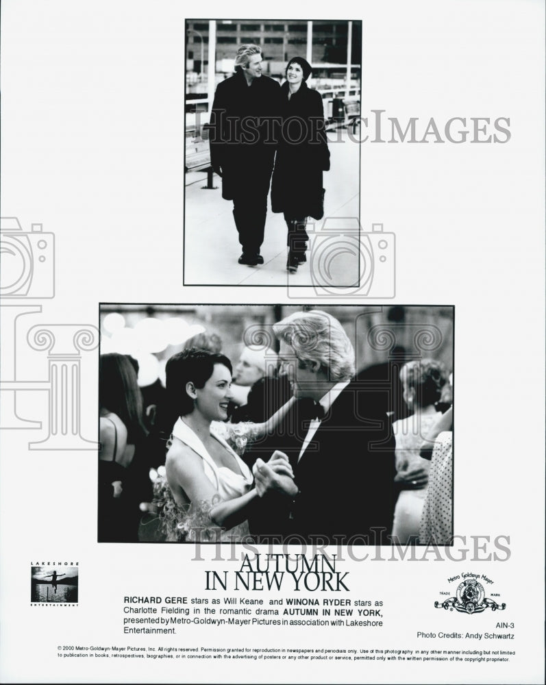 2000 Press Photo Richard Gere & Winona Ryder in "Autumn in New York" - Historic Images
