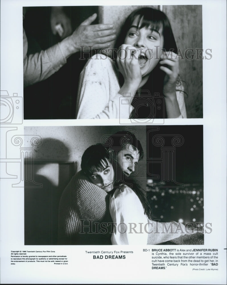 1988 Press Photo  &quot;Bad Dreams&quot; Bruce Abbott,jennifer Rubin - Historic Images