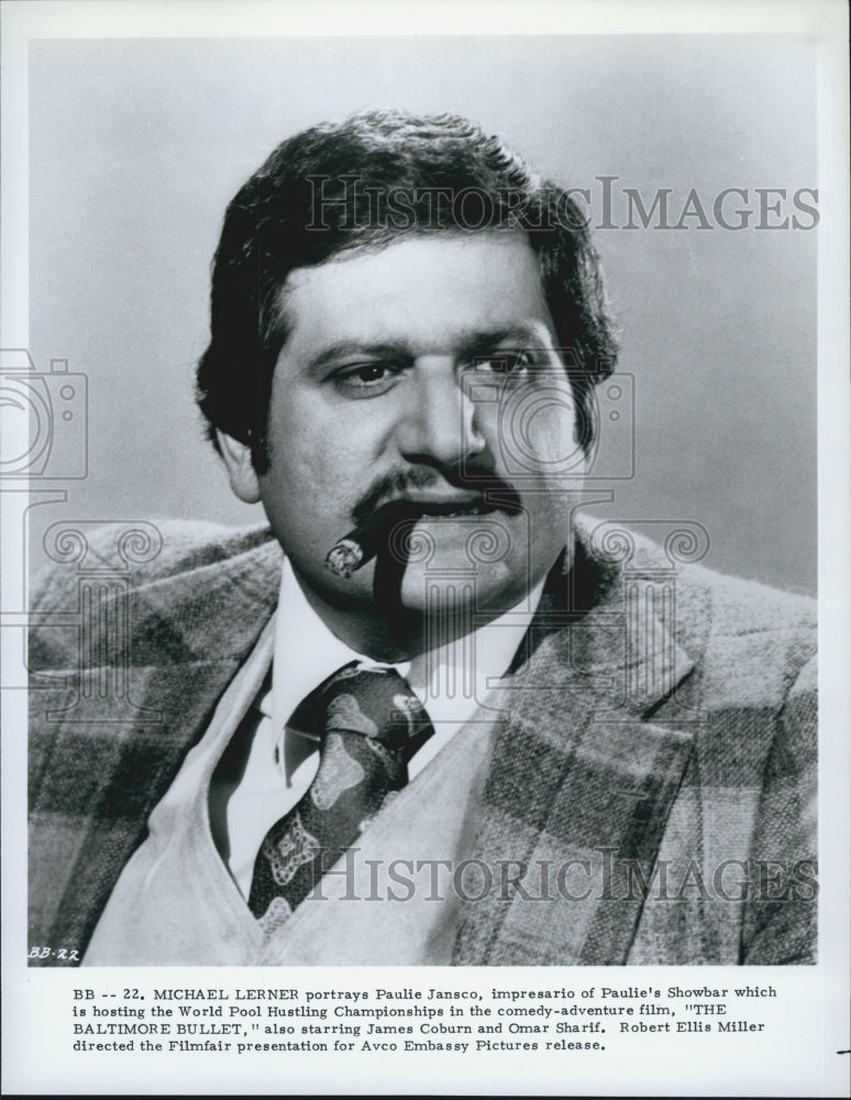1980 Press Photo Actor Michael Lerner Starring In Film "The Baltimore Bullet" - Historic Images
