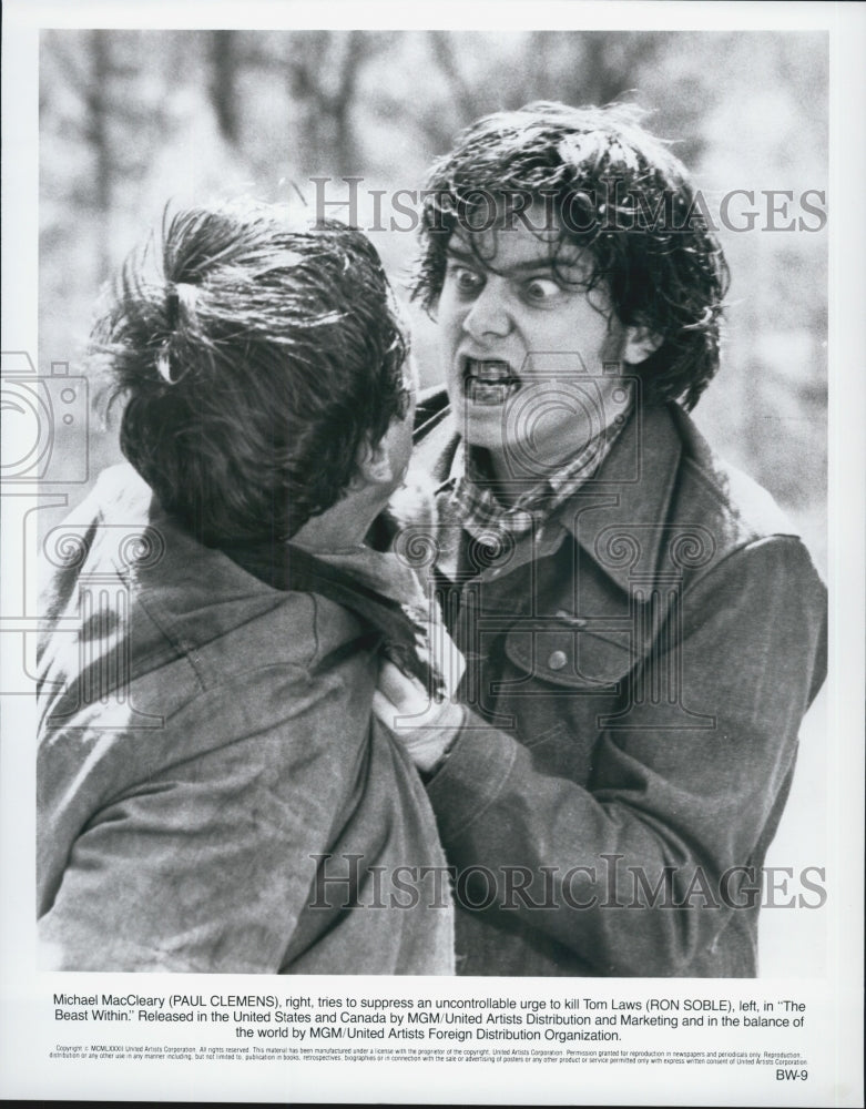 1982 Press Photo Paul Clemens, Ron Soble &quot;The Beast Within&quot; - Historic Images