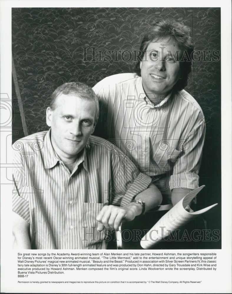 Press Photo Disney Songwriters "The Little Mermaid" Alan Menken, Howard Ashman" - Historic Images