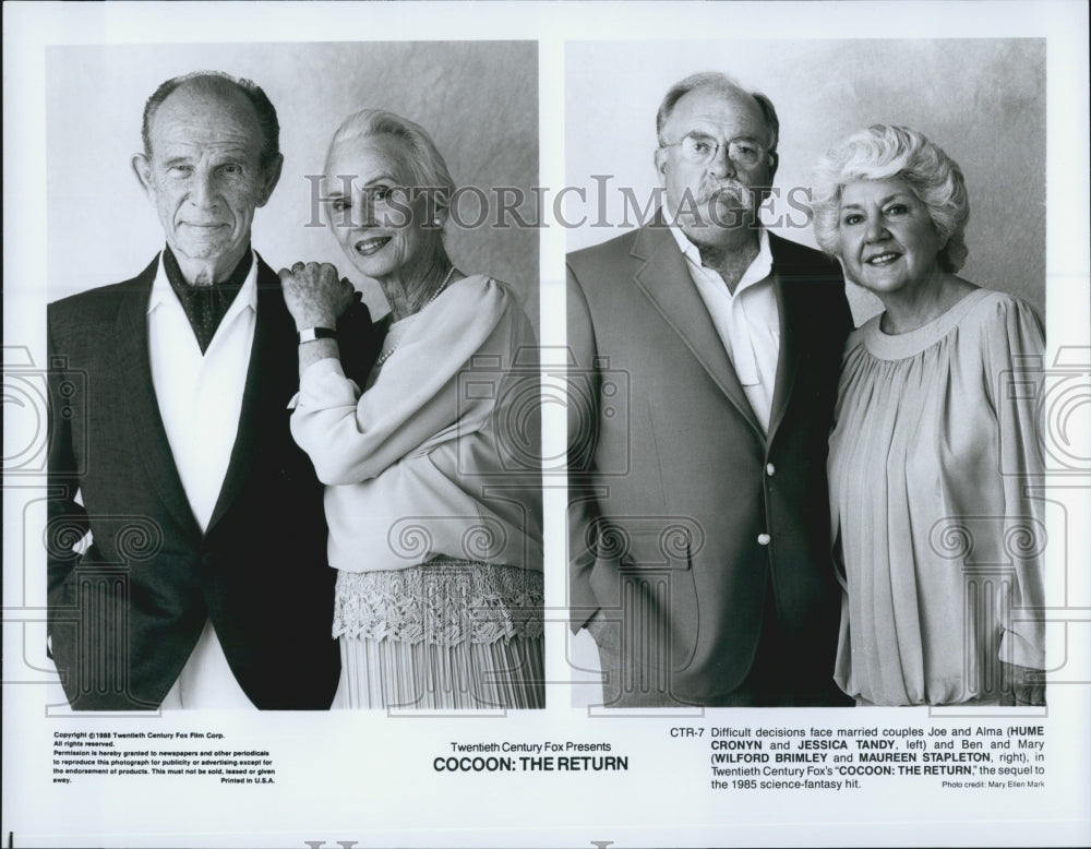 1988 Press Photo Hume Cronyn and Jessica Tandy in "Cocoon: The Return" - Historic Images